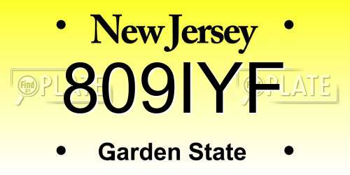 809IYF New Jersey License Plate