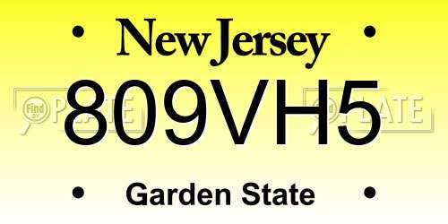 809VH5 New Jersey License Plate
