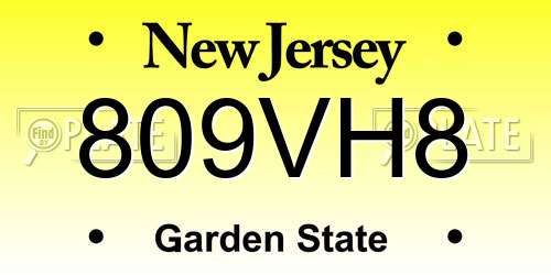 809VH8 New Jersey License Plate