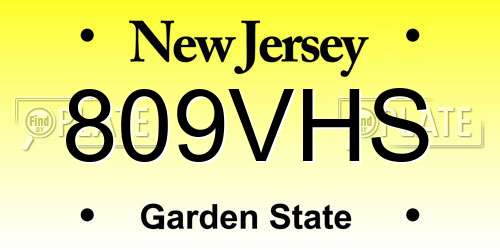 809VHS New Jersey License Plate