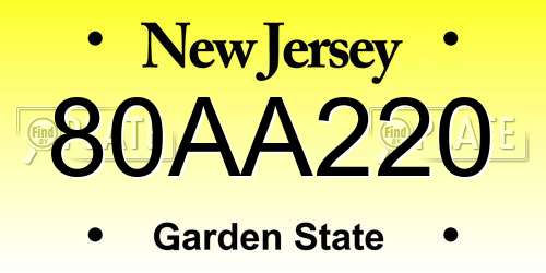 80AA220 New Jersey License Plate