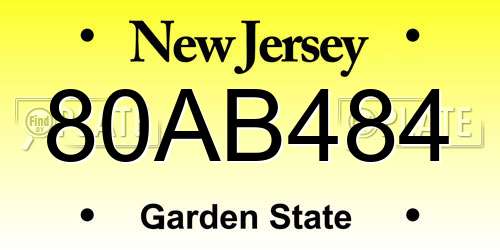 80AB484 New Jersey License Plate