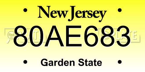 80AE683 New Jersey License Plate