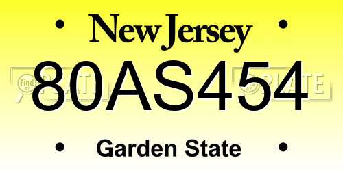 80AS454 New Jersey License Plate