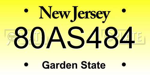 80AS484 New Jersey License Plate