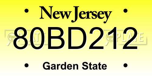 80BD212 New Jersey License Plate