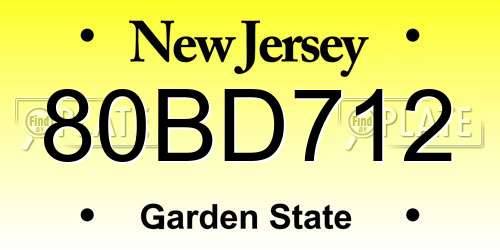 80BD712 New Jersey License Plate