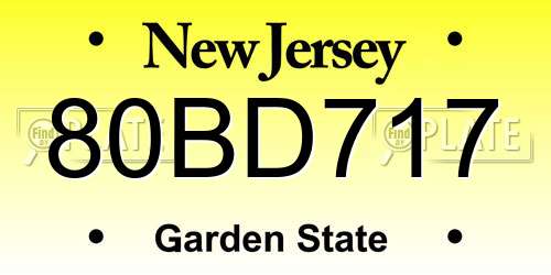 80BD717 New Jersey License Plate