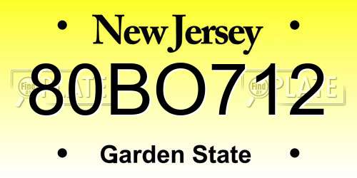 80BO712 New Jersey License Plate