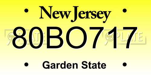 80BO717 New Jersey License Plate
