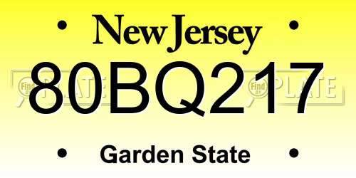 80BQ217 New Jersey License Plate