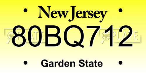 80BQ712 New Jersey License Plate