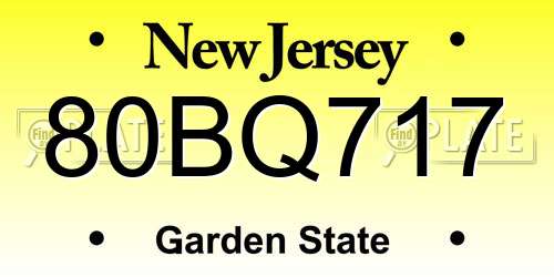 80BQ717 New Jersey License Plate