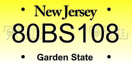 80BS108 New Jersey License Plate