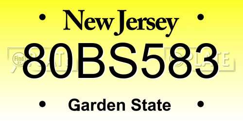 80BS583 New Jersey License Plate