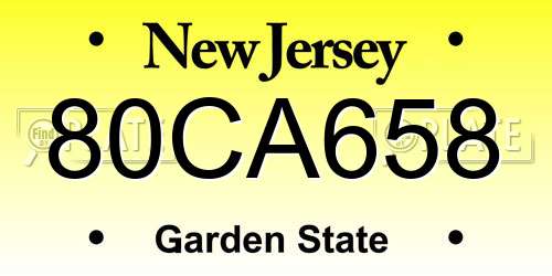 80CA658 New Jersey License Plate