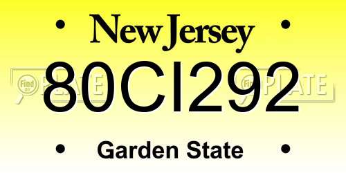 80CI292 New Jersey License Plate
