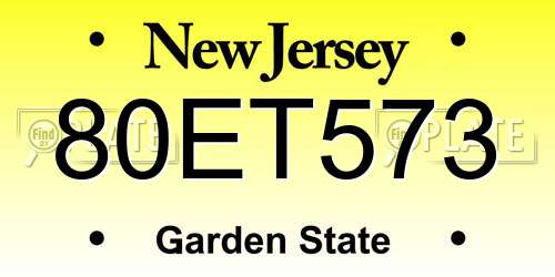 80ET573 New Jersey License Plate