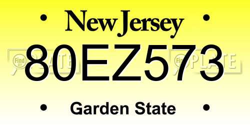 80EZ573 New Jersey License Plate