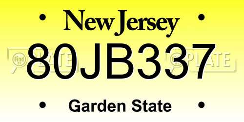 80JB337 New Jersey License Plate