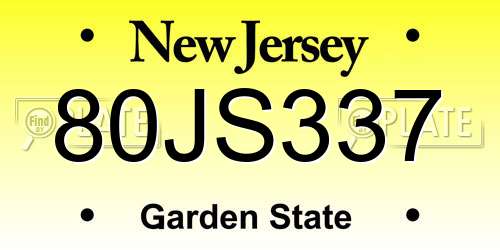 80JS337 New Jersey License Plate