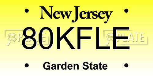 80KFLE New Jersey License Plate