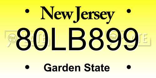 80LB899 New Jersey License Plate