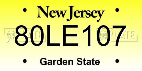 80LE107 New Jersey License Plate