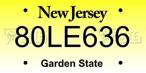 80LE636 New Jersey License Plate