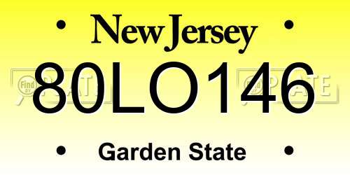 80LO146 New Jersey License Plate