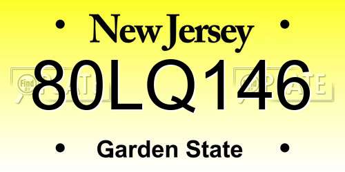 80LQ146 New Jersey License Plate