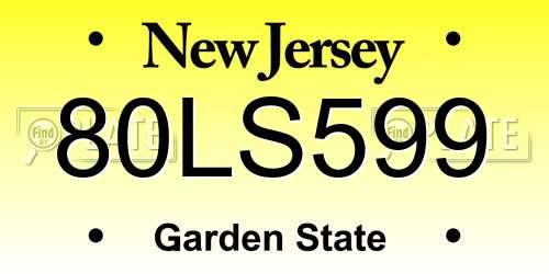 80LS599 New Jersey License Plate