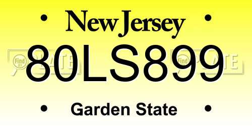 80LS899 New Jersey License Plate