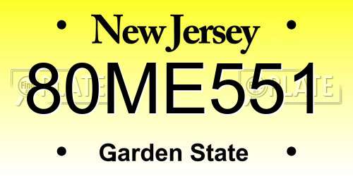 80ME551 New Jersey License Plate