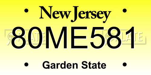 80ME581 New Jersey License Plate