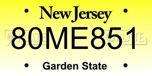 80ME851 New Jersey License Plate