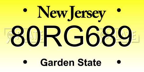 80RG689 New Jersey License Plate