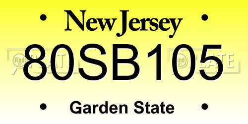 80SB105 New Jersey License Plate