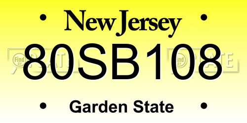 80SB108 New Jersey License Plate