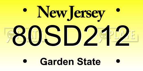 80SD212 New Jersey License Plate
