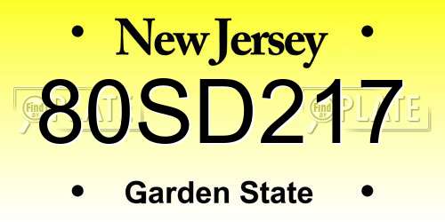 80SD217 New Jersey License Plate