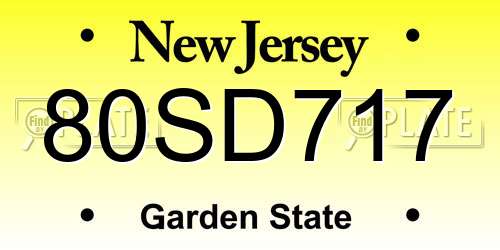 80SD717 New Jersey License Plate
