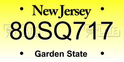 80SQ717 New Jersey License Plate