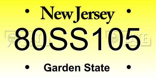 80SS105 New Jersey License Plate