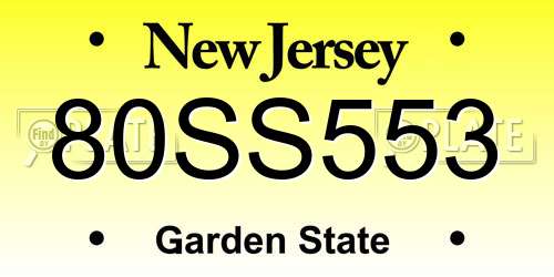 80SS553 New Jersey License Plate