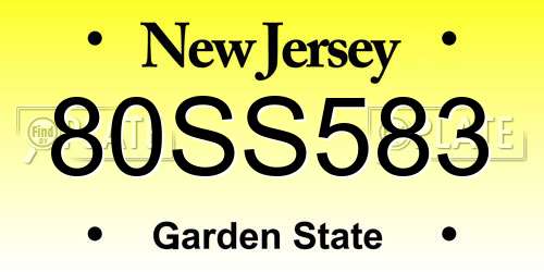 80SS583 New Jersey License Plate