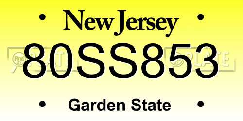 80SS853 New Jersey License Plate