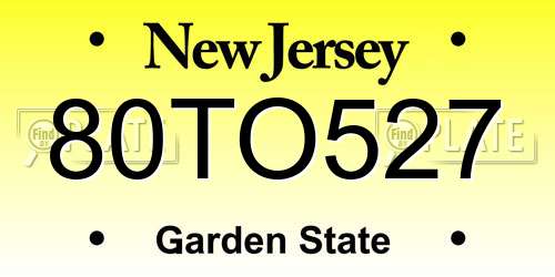 80TO527 New Jersey License Plate