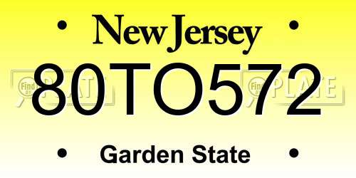 80TO572 New Jersey License Plate