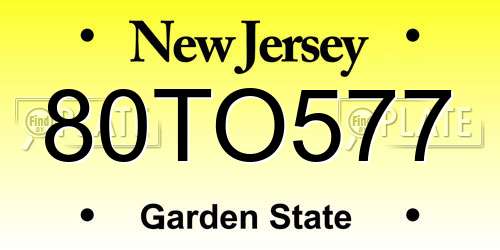 80TO577 New Jersey License Plate